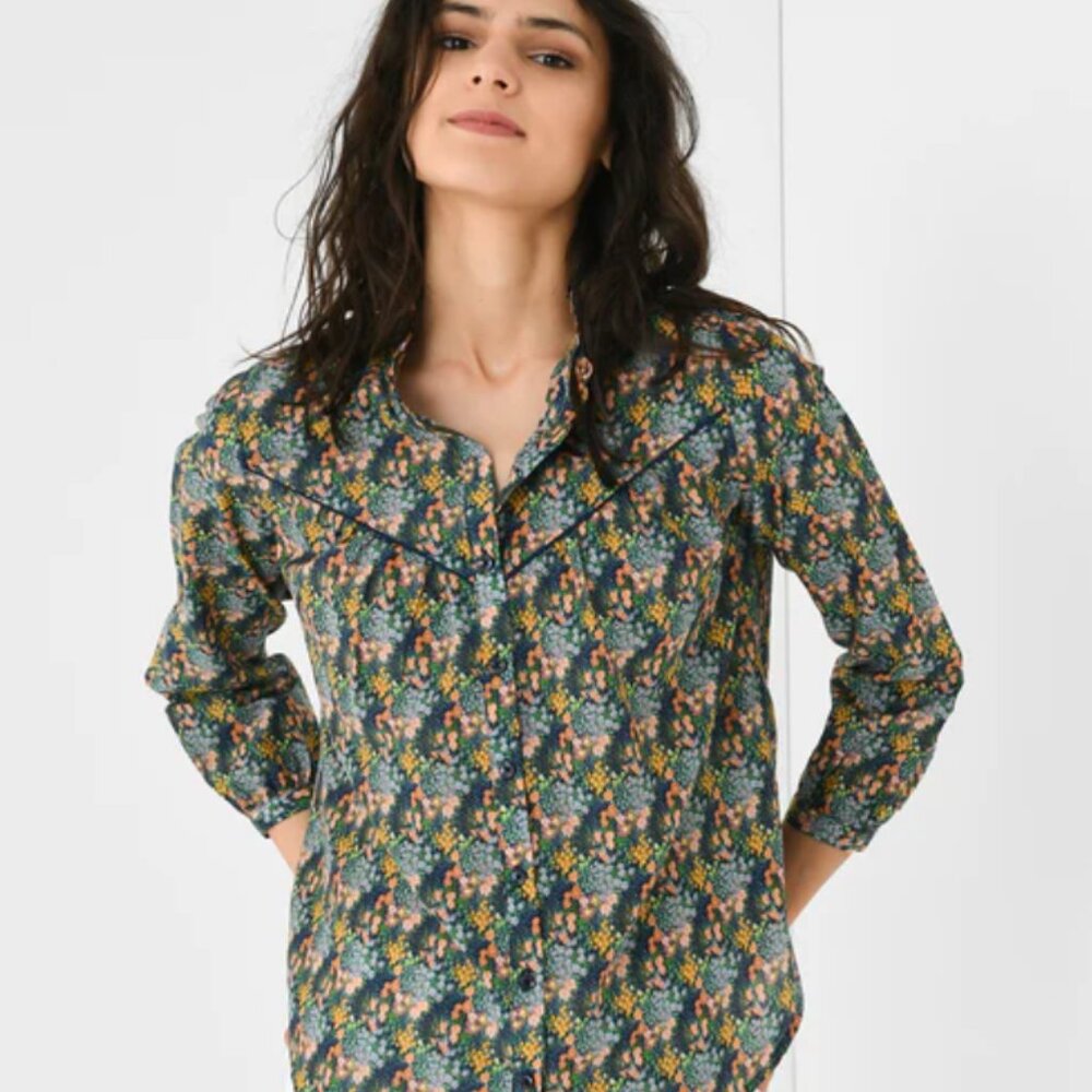 Trovata Ruth Shirt in Blue and Yellow Floral